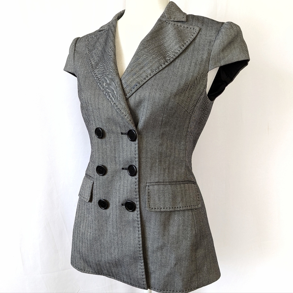 BCBGMaxazria Haily Caped Sleeve Heather Grey Blazer